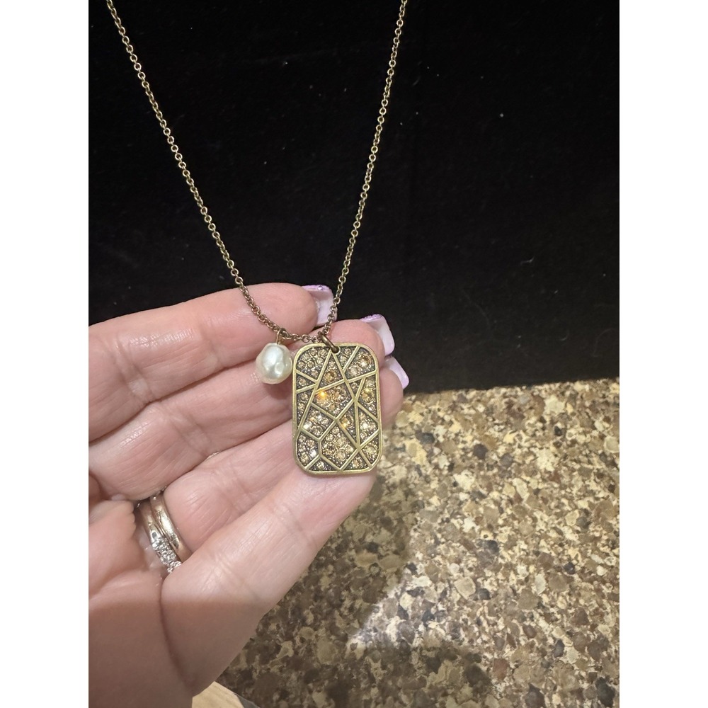 Touchstone Crystal Geology Pendant‎ Antique Necklace 20" NEW
